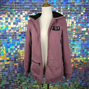 Fox Racing‎ Zip Up Hoodie Womens XS Purple Sherpa Lined Jacket Motocross Brohoe